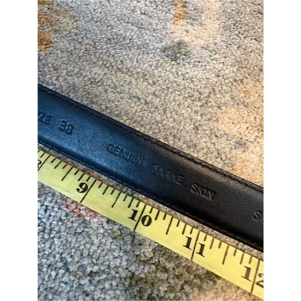 Genuine snakeskin Leather Black Belt 38 Vintage Flaw Alfani